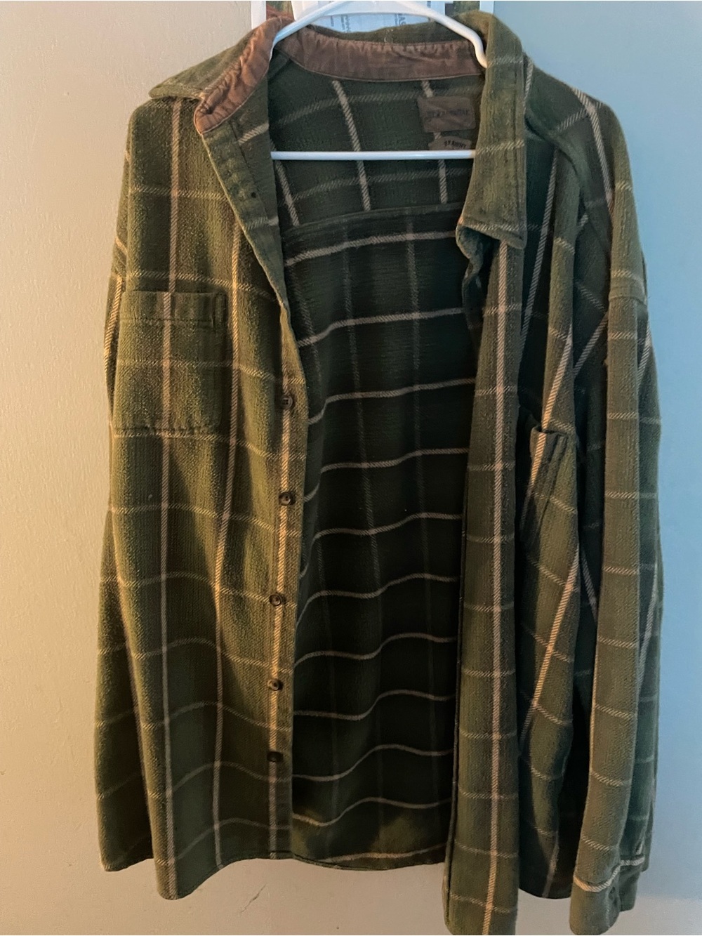 St. John's Bay Olive Green Plaid Button-Up Shirt Jacket